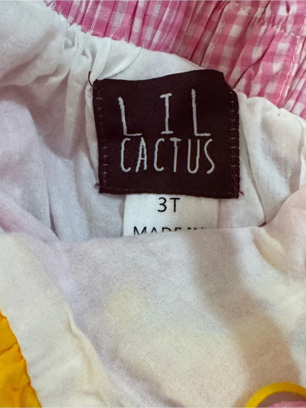 Lil Cactus Harvest Pink Gingham Sundress with Yellow Trim
